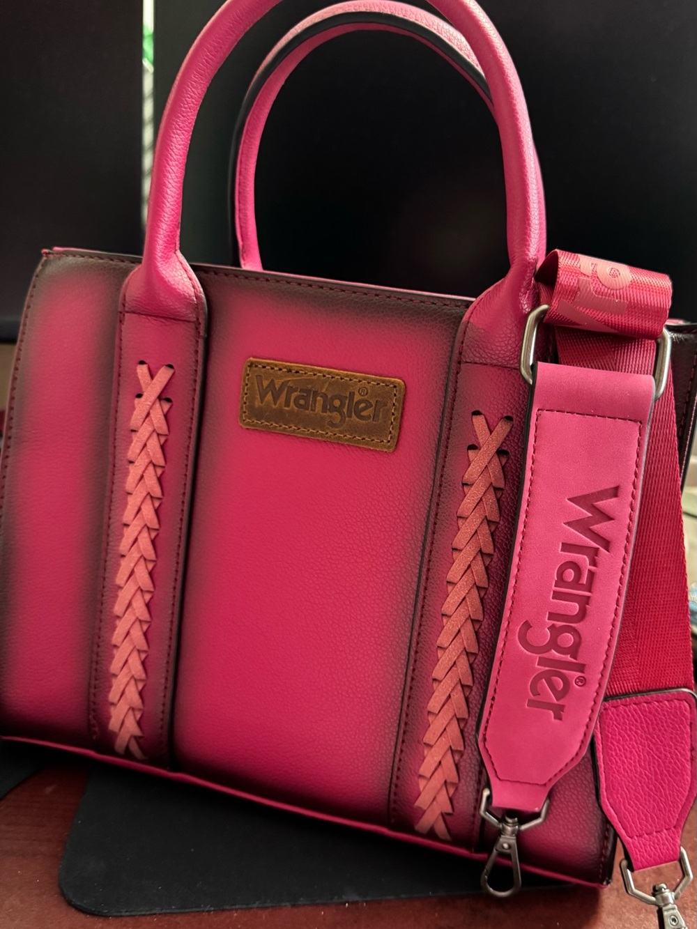 Wrangler Dark Pink Women's Bag  w/ Handles Includes Wide Strap for Crossbody